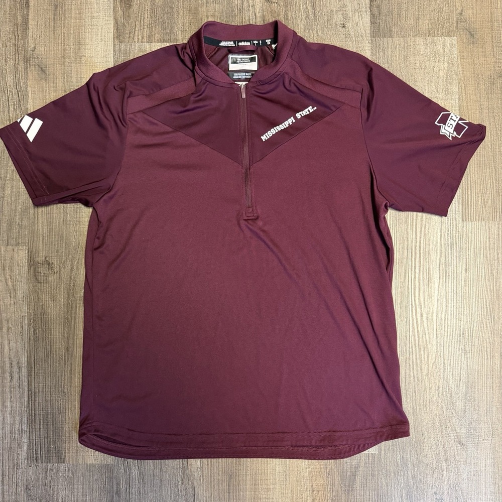 Adidas MSU Bulldogs‎ Football Player Issued Quarter Zip Shirt Men's Size Large